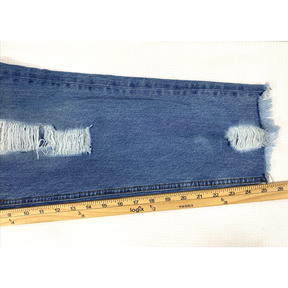 Muselook Relaxed Mom Jeans Junior 13 Hi Rise Destroyed Denim Raw Hem Medium Wash - Picture 8 of 10